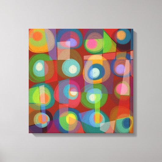 Abstract voor heldere geverfde cirkels midden midd canvas afdruk (Voorkant)
