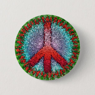 Abstract vredesteken ronde button 5,7 cm