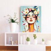 Abstract Vrouw Face Art met Botanicals Wall Art Canvas Afdruk