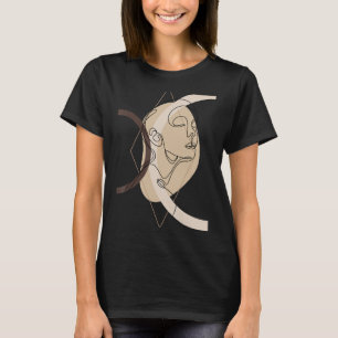 Abstract Vrouw gezicht minimalistische geometrisch T-shirt