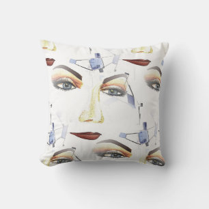 Abstract Vrouw Portret Geometrische Gezichtskunst Kussen