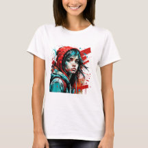 Abstract Vrouw Portret Splash Graffiti Rood Blauw