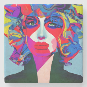 Abstract Vrouw Stenen Onderzetter