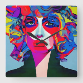 Abstract Vrouw Vierkante Klok