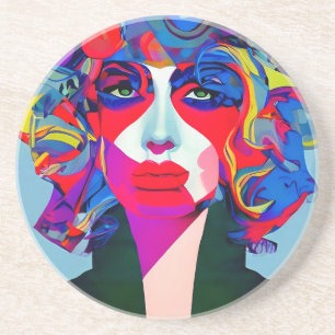 Abstract Vrouw Zandsteen Onderzetter