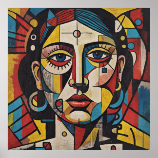 Abstract Vrouwen Gezicht Poster