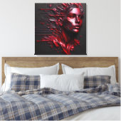 Abstract Vrouwengezicht in Geanodiseerd Rood Canvas Afdruk (Insitu (Slaapkamer))