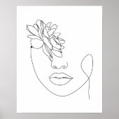 Abstract Vrouwengezicht met Roos Line Art Poster (Voorkant)