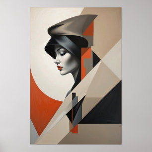 Abstract Vrouwenportret - Geometric Modern Art Poster