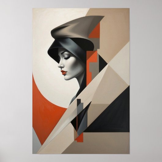 Abstract Vrouwenportret - Geometric Modern Art Poster (Voorkant)