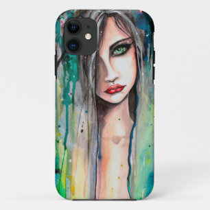 Abstract vrouwenportret in watercolor fantasie kun iPhone 11 hoesje