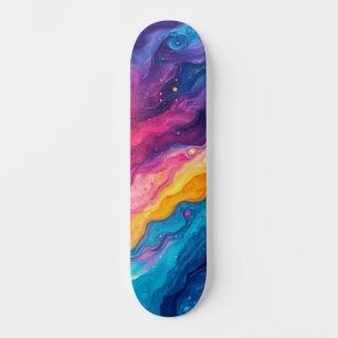 Abstract vuur- en ijschilderij skateboard