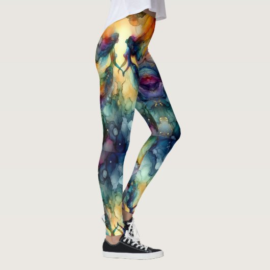 Abstract Water Kleur Zeemeermin Leggings (Rechts)