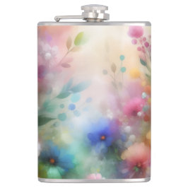 Abstract Watercolor Florals Flask Heupfles