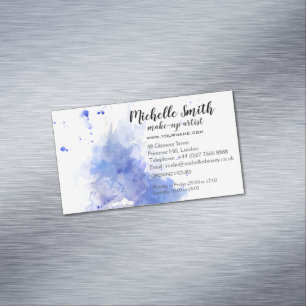 Abstract watercolor lichtblauwe spat brushstreek magnetisch visitekaartje