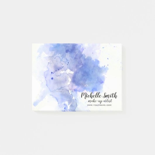 Abstract watercolor lichtblauwe spat brushstreek post-it® notes (Voorkant)