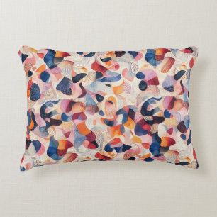 Abstract Watercolor Organisch Navy Koraal Patroon Accent Kussen