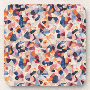 Abstract Watercolor Organisch Navy Koraal Patroon  Bier Onderzetter