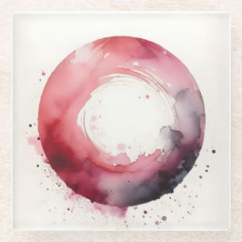 abstract watercolor ring  glazen onderzetter
