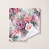 Abstract Watercolor Roses Pattern –Romantic Floral Bad Handdoek (Wasdoekje)