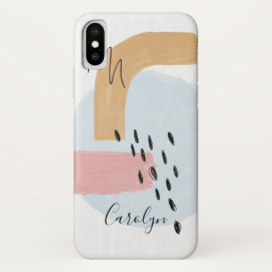 Abstract watercolor roze-blauw patroon iPhone x hoesje