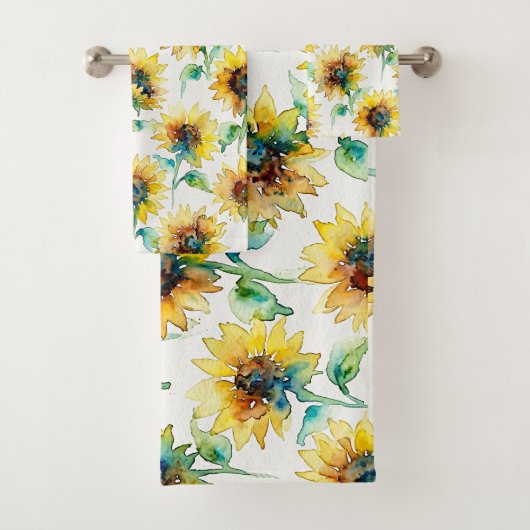 Abstract Watercolor Sunflowers Seamless Pattern (En situation)