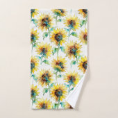 Abstract Watercolor Sunflowers Seamless Pattern (Serviette à main)