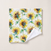 Abstract Watercolor Sunflowers Seamless Pattern Bad Handdoek (Wasdoekje)