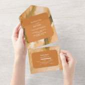 Abstract Watercolorpenseelstreek Bruiloft All In One Uitnodiging (Afscheurbaar)