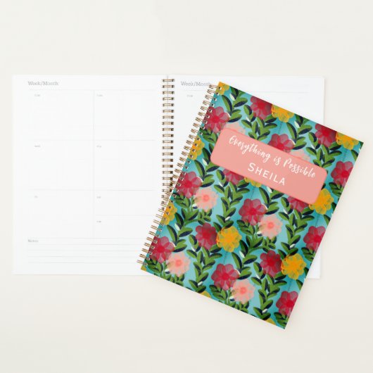Abstract Watercolour Florals Notebook Blue (Devant avec enveloppe)