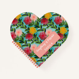 Abstract Watercolour Florals Notebook Blue Notitieboek