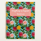Abstract Watercolour Florals Notebook Blue Planner (Voorkant)