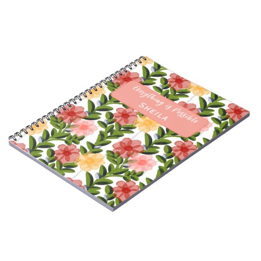 Abstract Watercolour Florals Notebook Notitieboek (Linkerzijde)