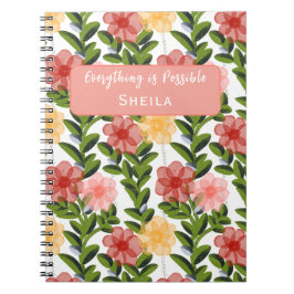 Abstract Watercolour Florals Notebook Notitieboek