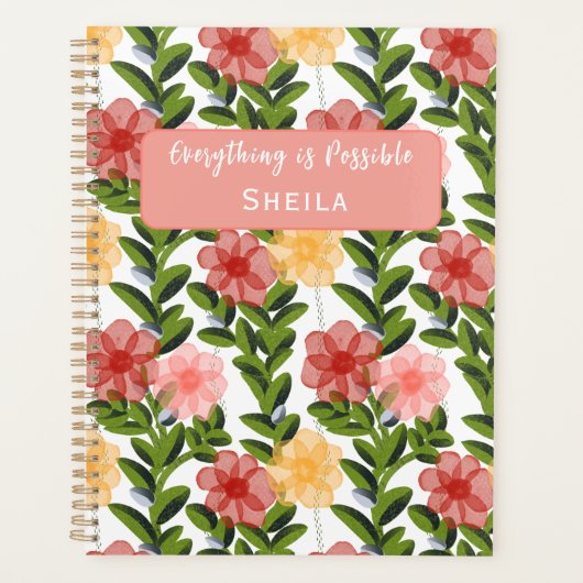 Abstract Watercolour Florals Planner (Devant)