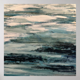 Abstract waterlandschap schilderij poster