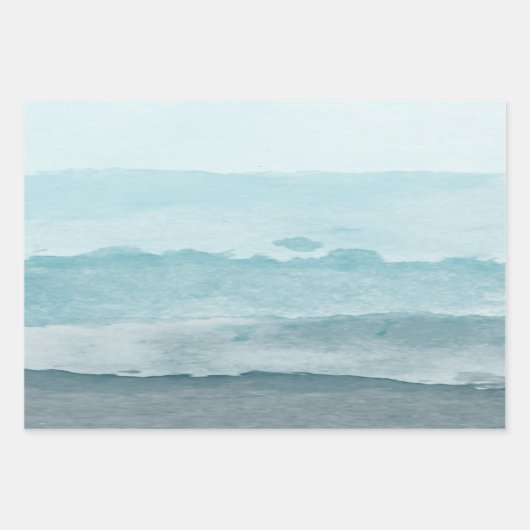 Abstract waterverf blauw zee inpakpapier vel (Voorkant)