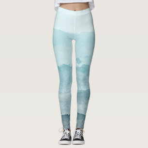 Abstract waterverf blauw zee leggings