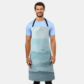 Abstract waterverf blauw zee schort (Gedragen)