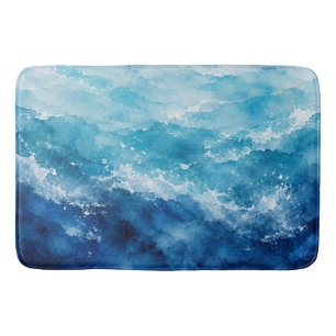 Abstract Waterverf Blauwe Oceaan Zee Badmat