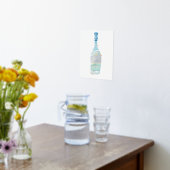 Abstract Waterverf Blue Ocean Message in a Bottle Folie Afdrukken (Laag (Keuken))