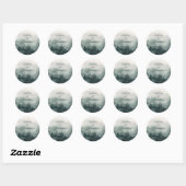 Abstract Waterverf boslandschap Ronde Sticker (Vel)
