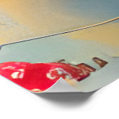 Abstract Waterverf goudrood blauw Poster (Hoek)