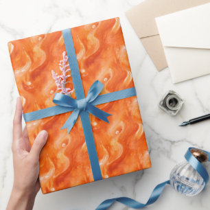 Abstract waterverf in oranje cadeaupapier