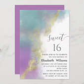 Abstract waterverf inktgoud modern script kaart (Voorkant / Achterkant)