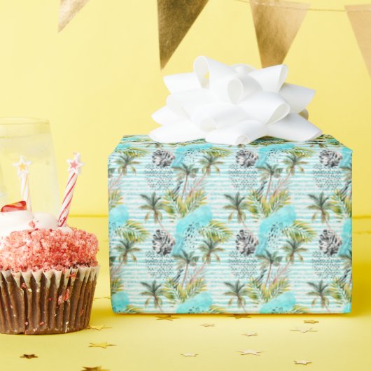 Abstract Waterverf palmstructuurpatroon Cadeaupapier (Verjaardagsfeest)