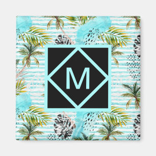 Abstract Waterverf palmstructuurpatroon Magneet