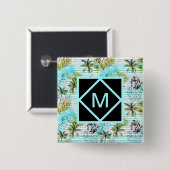 Abstract Waterverf palmstructuurpatroon Vierkante Button 5,1 Cm (Voorkant /achterkant)