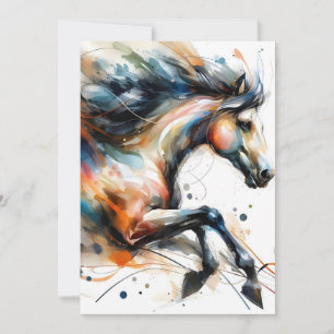 Abstract Waterverf Rennend Paard Aankondiging