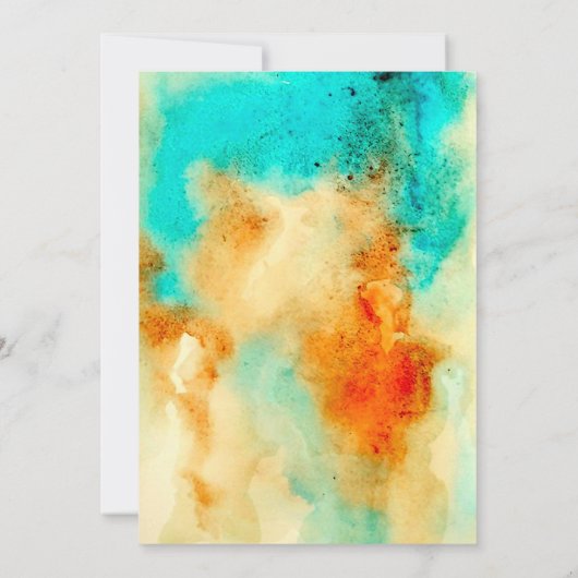 Abstract Waterverf Weddenschap Blauwgroen Sinaasap Kaart (Achterkant)